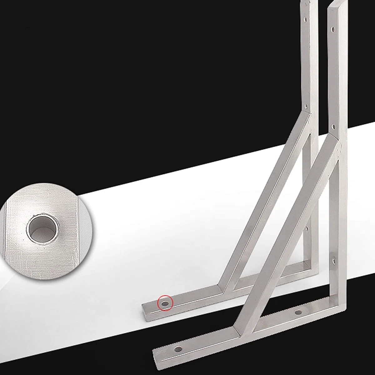 2 uds, triángulos de Acero Inoxidable, Soporte ángulo Recto, Esquina, for estantes Resistentes L(550mm)