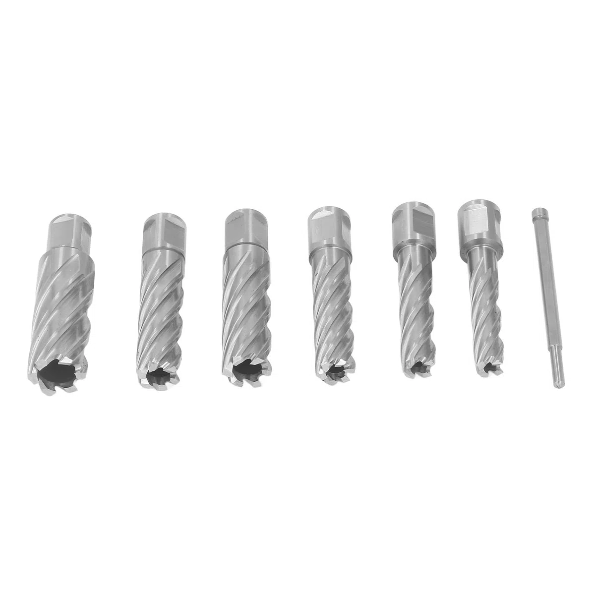 Jeffergarden Juego de Cortadores Anulares de 7 Piezas Brocas de Perforación Huecas Cuchillas de Acero de Carburo de 3 Flautas con Material YW2 para Acero Hierro Fundido Inoxidable Aluminio Cobre