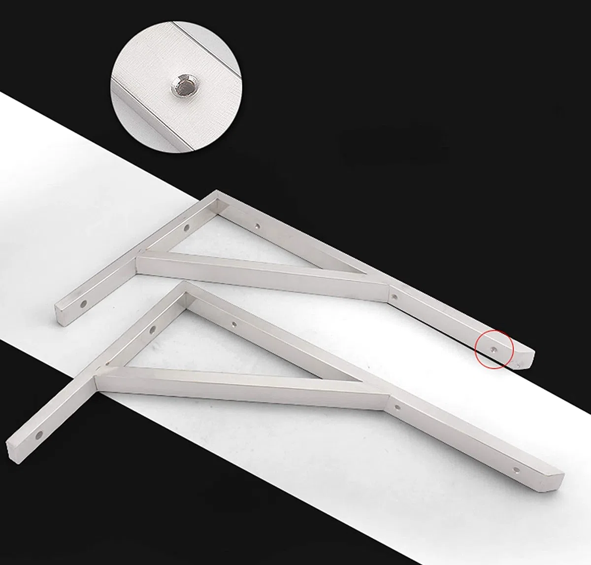 2 uds, triángulos de Acero Inoxidable, Soporte ángulo Recto, Esquina, for estantes Resistentes L(550mm)