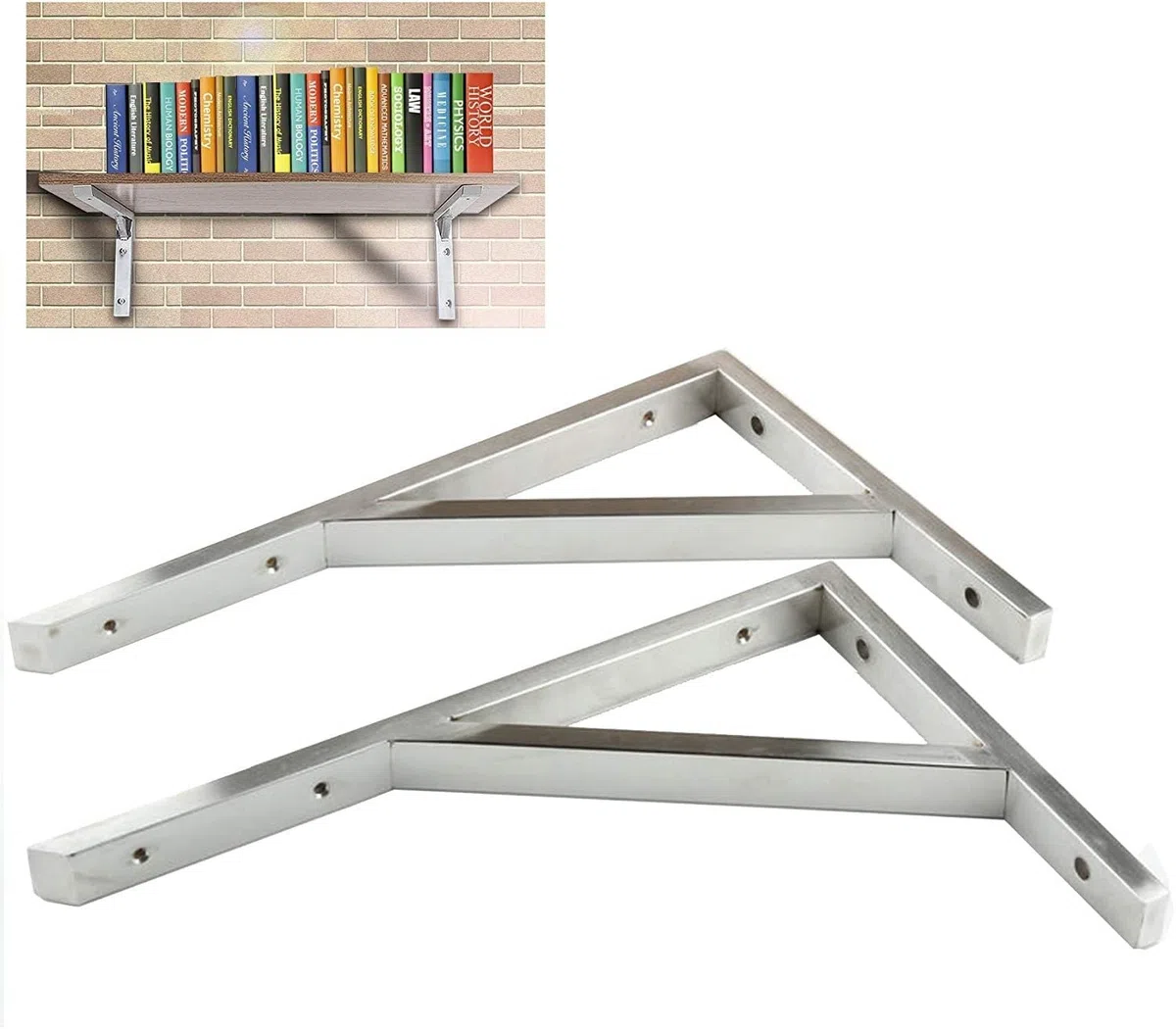 2 uds, triángulos de Acero Inoxidable, Soporte ángulo Recto, Esquina, for estantes Resistentes L(550mm)