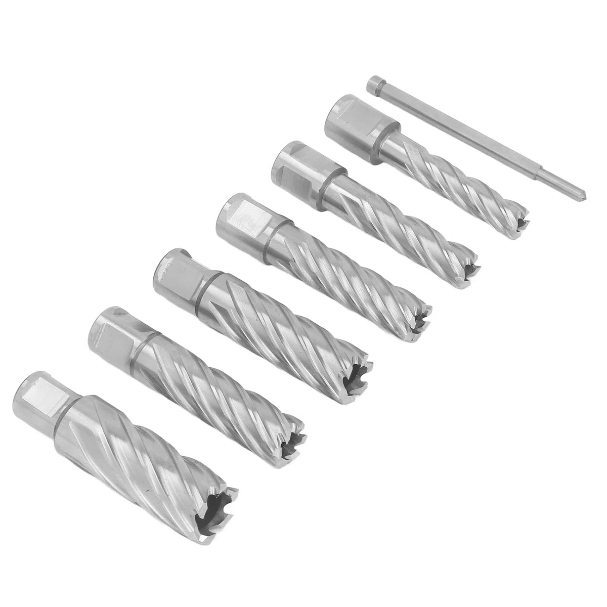 Jeffergarden Juego de Cortadores Anulares de 7 Piezas Brocas de Perforación Huecas Cuchillas de Acero de Carburo de 3 Flautas con Material YW2 para Acero Hierro Fundido Inoxidable Aluminio Cobre