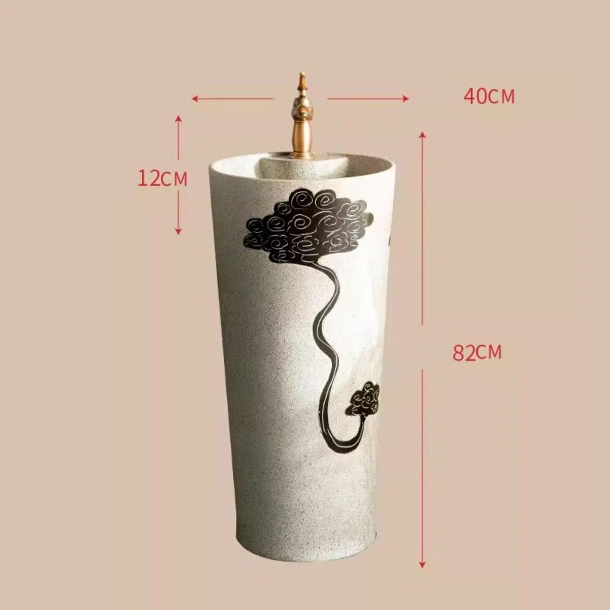 Fregadero de pie retro con grifo y kit de drenaje, elegante lavabo de cerámica para baño, estilo vintage, fácil instalación, diseño que ahorra espacio