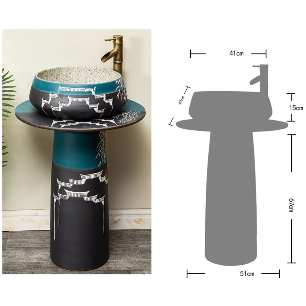 Fregadero de cerámica con grifo y kit de drenaje, elegante lavabo de baño, diseño que ahorra espacio para el hogar, elegancia moderna, fácil instalación, acabado blanco