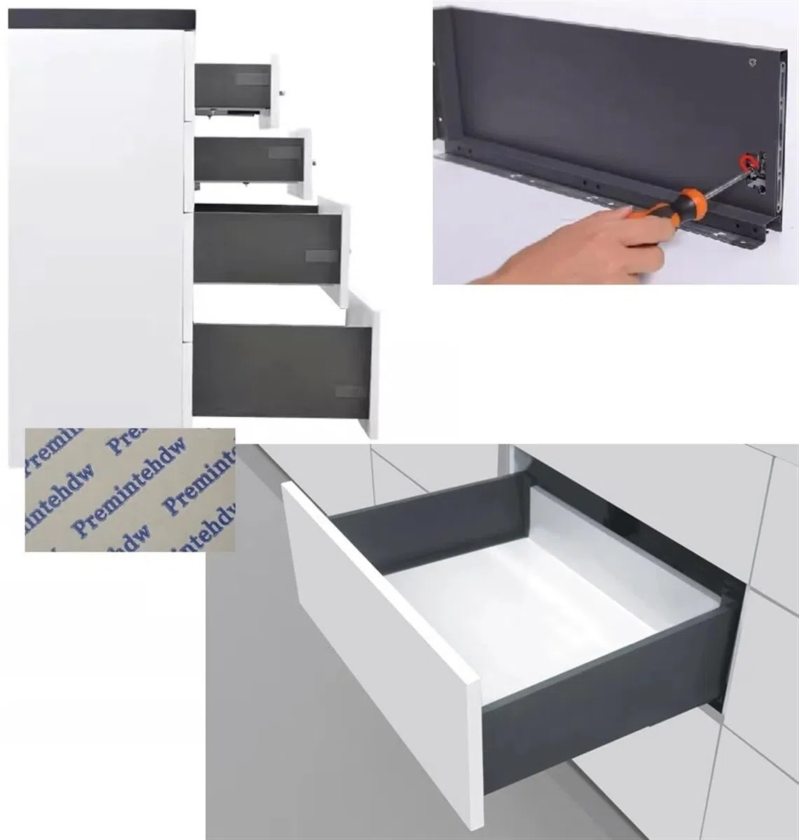 Correderas para cajones con cierre suave bajo encimera 1 par de correderas for cajones de 10" a 22" de pared doble fina con cierre suave for muebles de cocina y baño(L350MM)