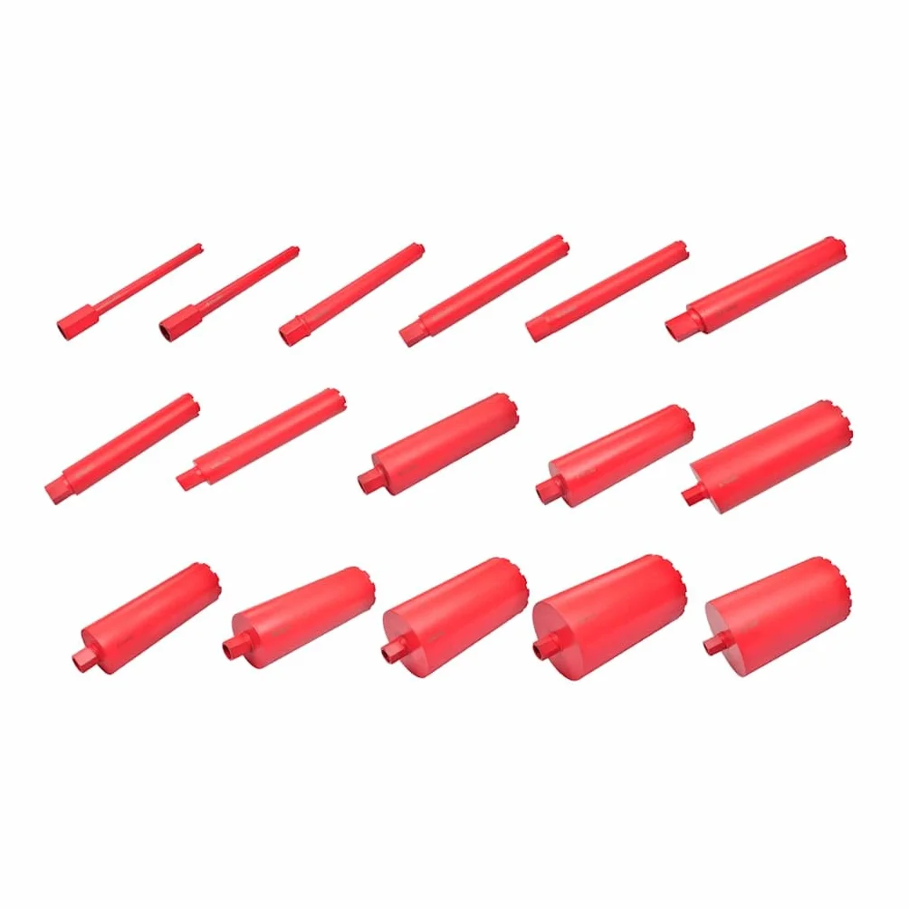 Juego de brocas de diamante de 16 piezas, para granito, hormigón y hormigón armado, conexión de 1 1/4 pulgadas, perforación en seco y húmedo, diámetro 26 – 244 mm