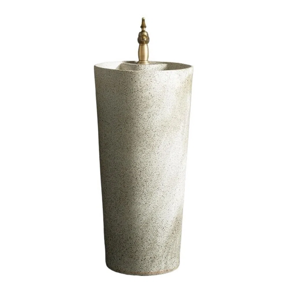 Fregadero de baño independiente con kit de drenaje y fau integrado para exteriores, lavabo de pedestal Vani para baños modernos, diseño de ahorro de espacio, fácil instalación
