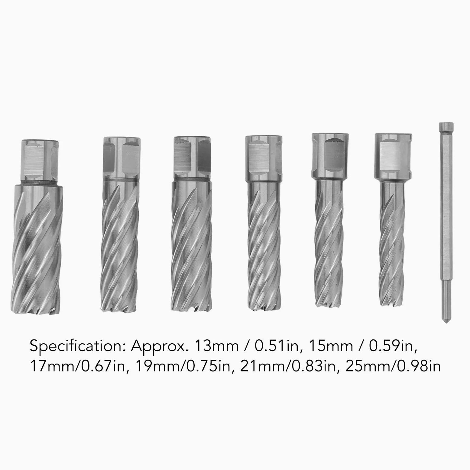 Juego de Brocas de 3 Flautas de Acero de Carburo de Corte Anular para Metal, Fácil Eliminación de Virutas para Placas de Acero, Hierro Fundido, Inoxidable, Aluminio - 7 Piezas para Taller