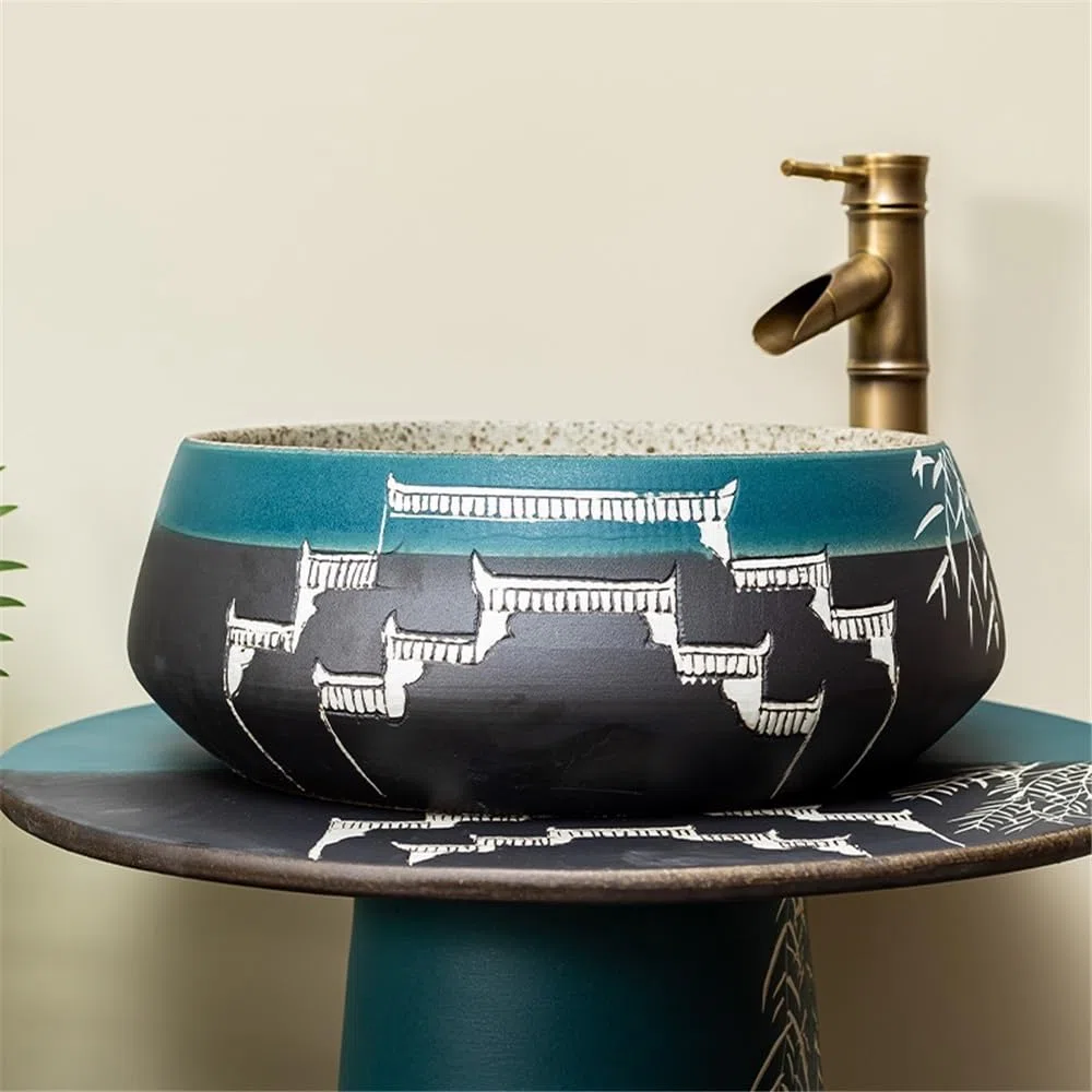 Fregadero de cerámica con grifo y kit de drenaje, elegante lavabo de baño, diseño que ahorra espacio para el hogar, elegancia moderna, fácil instalación, acabado blanco