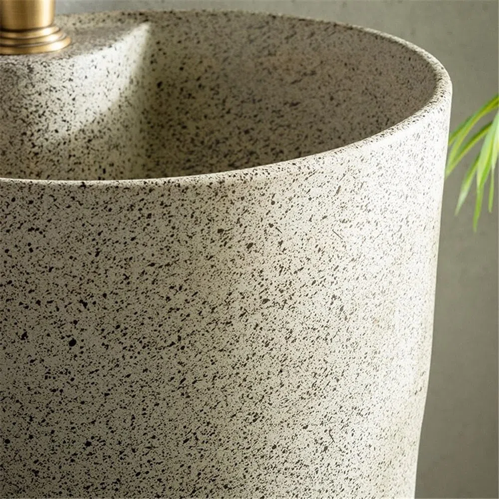 Fregadero de baño independiente con kit de drenaje y fau integrado para exteriores, lavabo de pedestal Vani para baños modernos, diseño de ahorro de espacio, fácil instalación