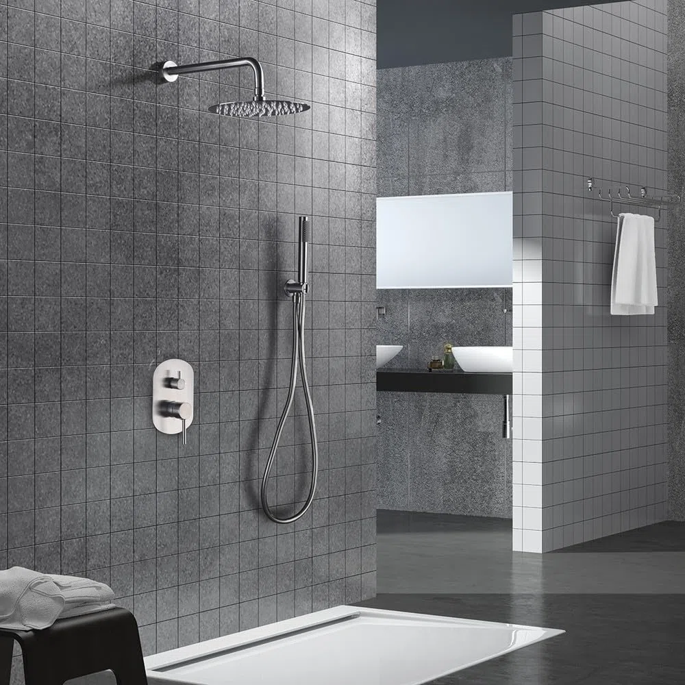 IMEX | Conjunto de Ducha Empotrado Monomando S.316 Serie Moscú Acero
