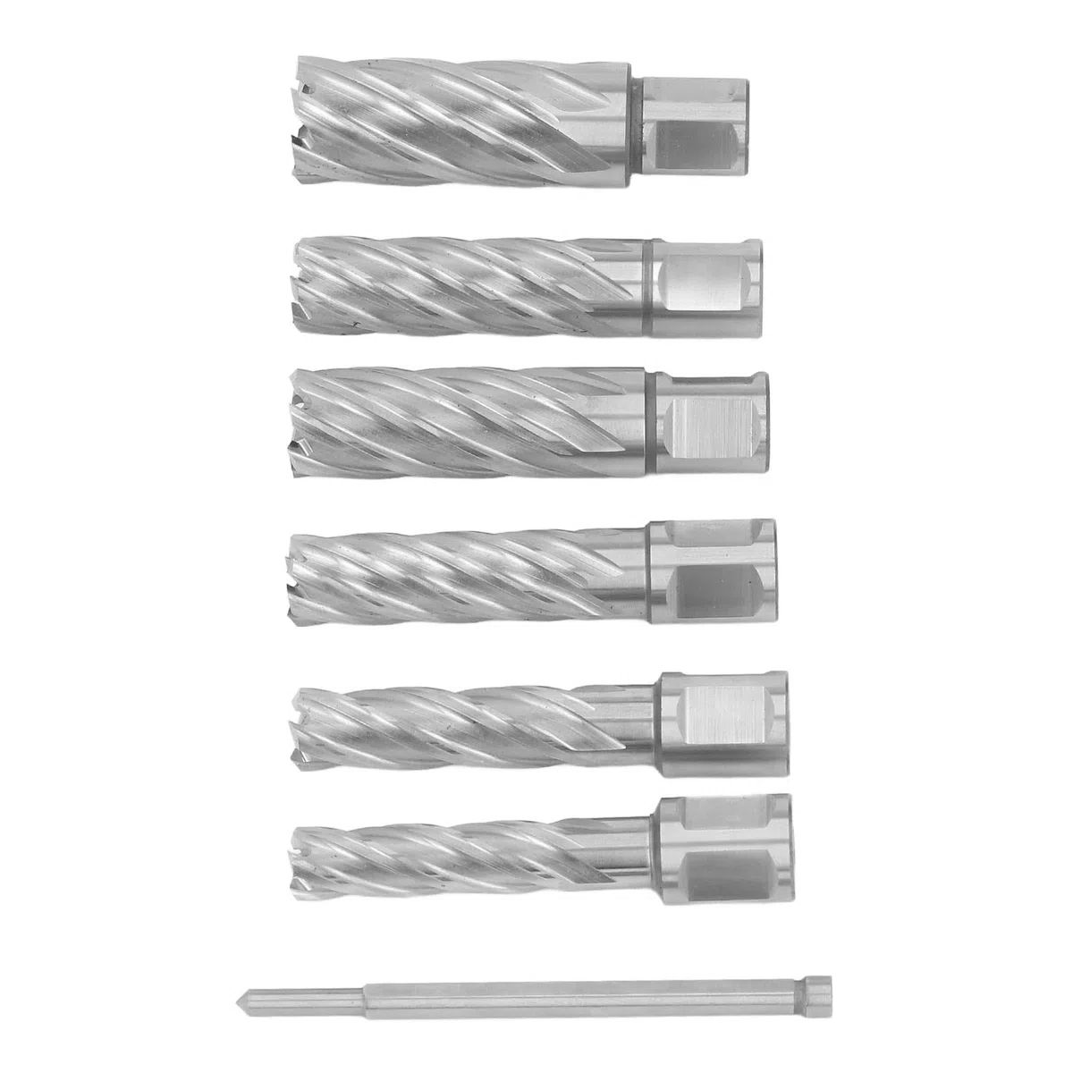 Jeffergarden Juego de Cortadores Anulares de 7 Piezas Brocas de Perforación Huecas Cuchillas de Acero de Carburo de 3 Flautas con Material YW2 para Acero Hierro Fundido Inoxidable Aluminio Cobre