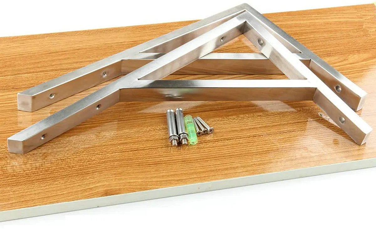 2 uds, triángulos de Acero Inoxidable, Soporte ángulo Recto, Esquina, for estantes Resistentes L(550mm)
