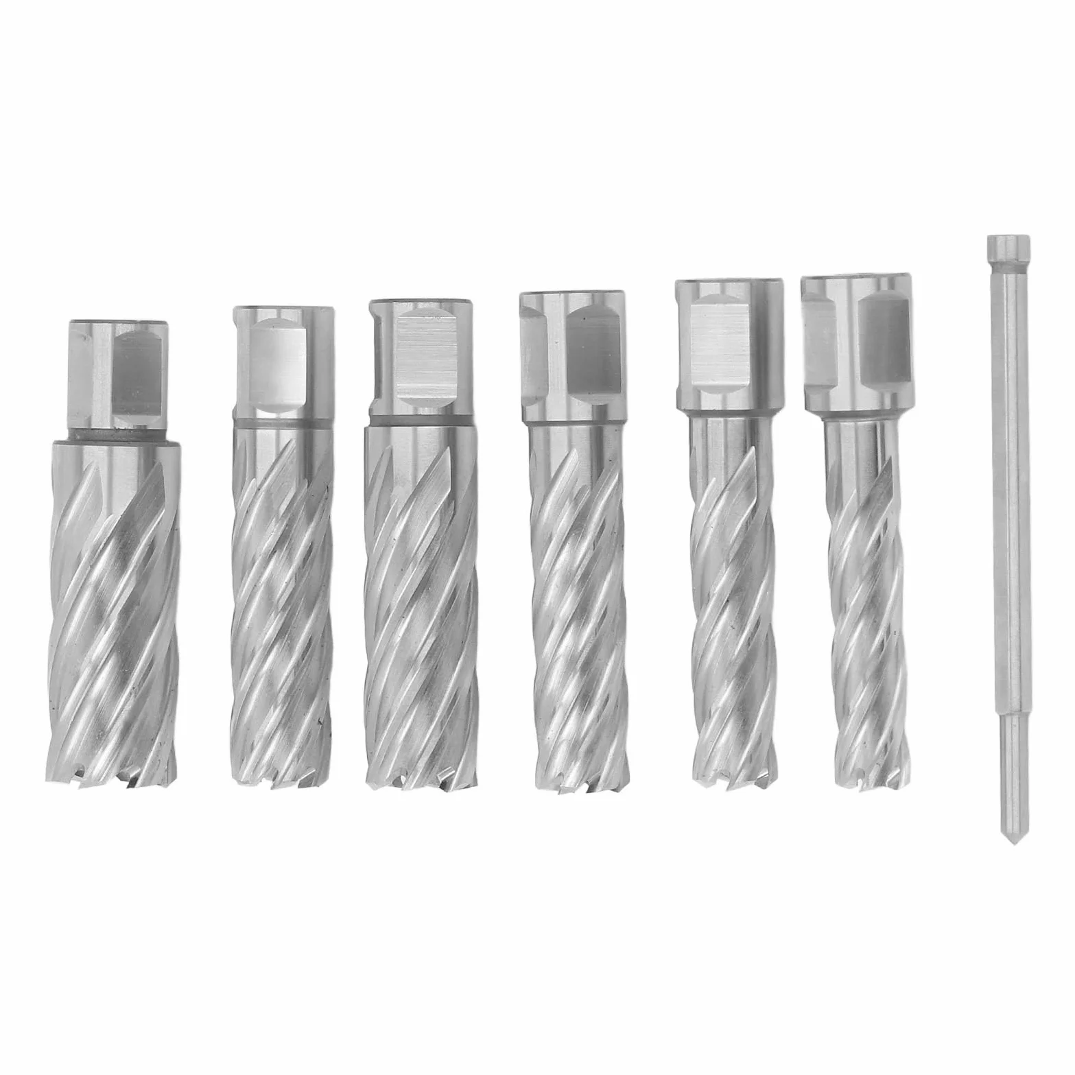 Juego de Brocas de 3 Flautas de Acero de Carburo de Corte Anular para Metal, Fácil Eliminación de Virutas para Placas de Acero, Hierro Fundido, Inoxidable, Aluminio - 7 Piezas para Taller